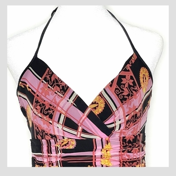 Kay Unger Silk Pin Up Style Halter Top Mid Length Cocktail Occasion Dress Size 4 - Picture 10 of 12